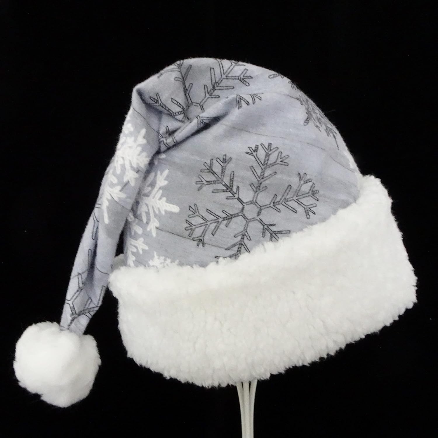 Gray Snowflake Santa Hat for Christmas Celebrations