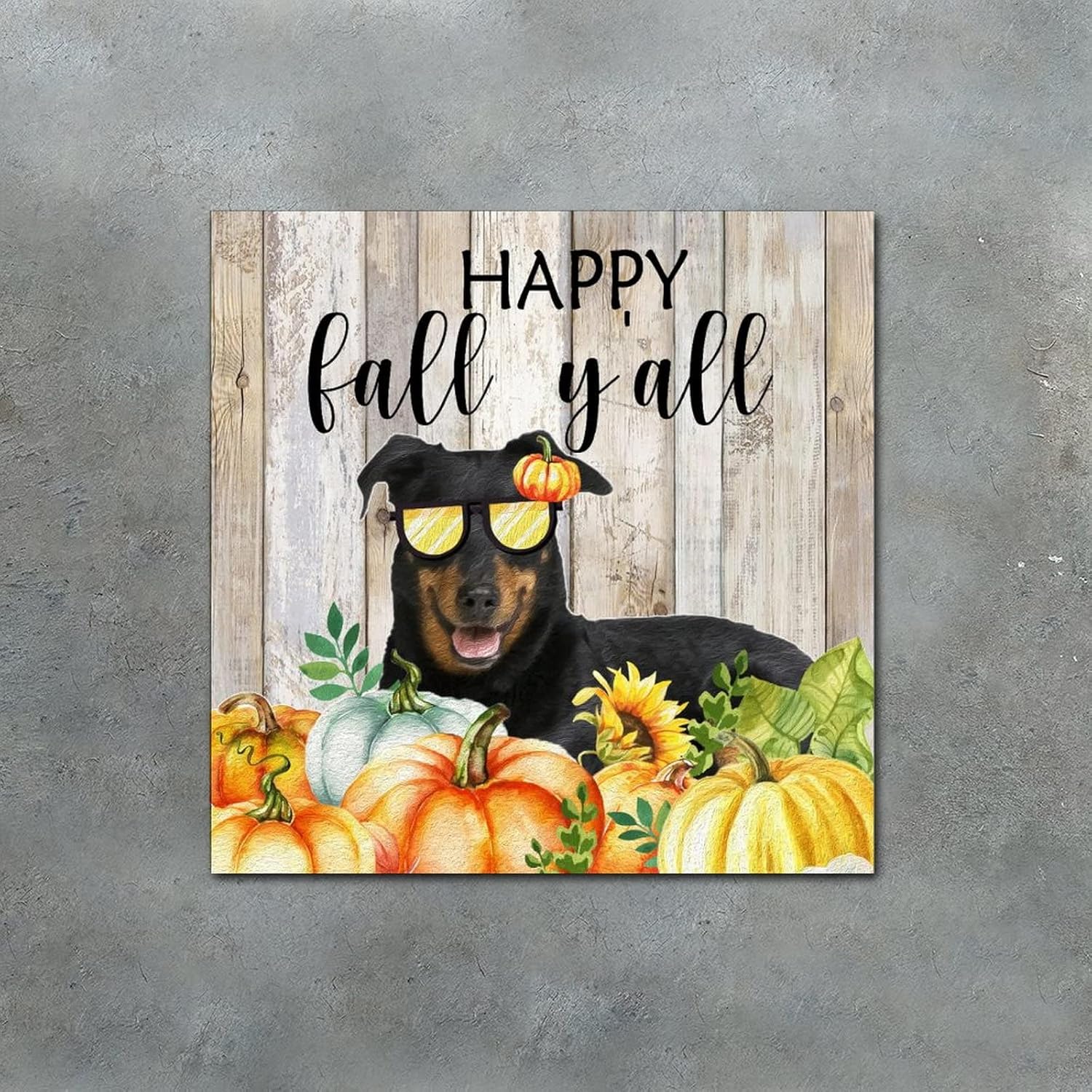 Thanksgiving Hello Fall Decor Wood Plaque 8x8in