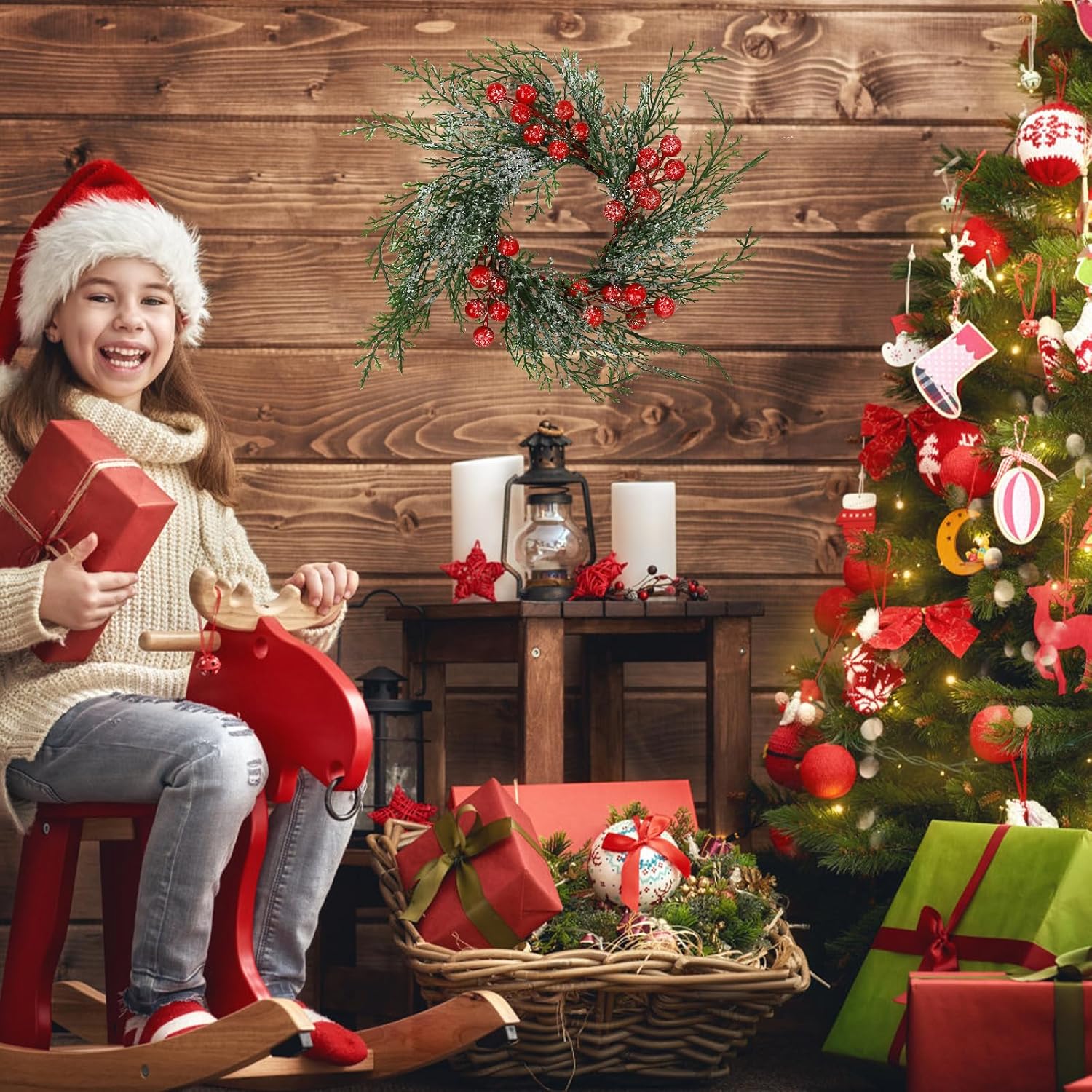 6 Pcs Christmas Candle Rings Wreath Holder