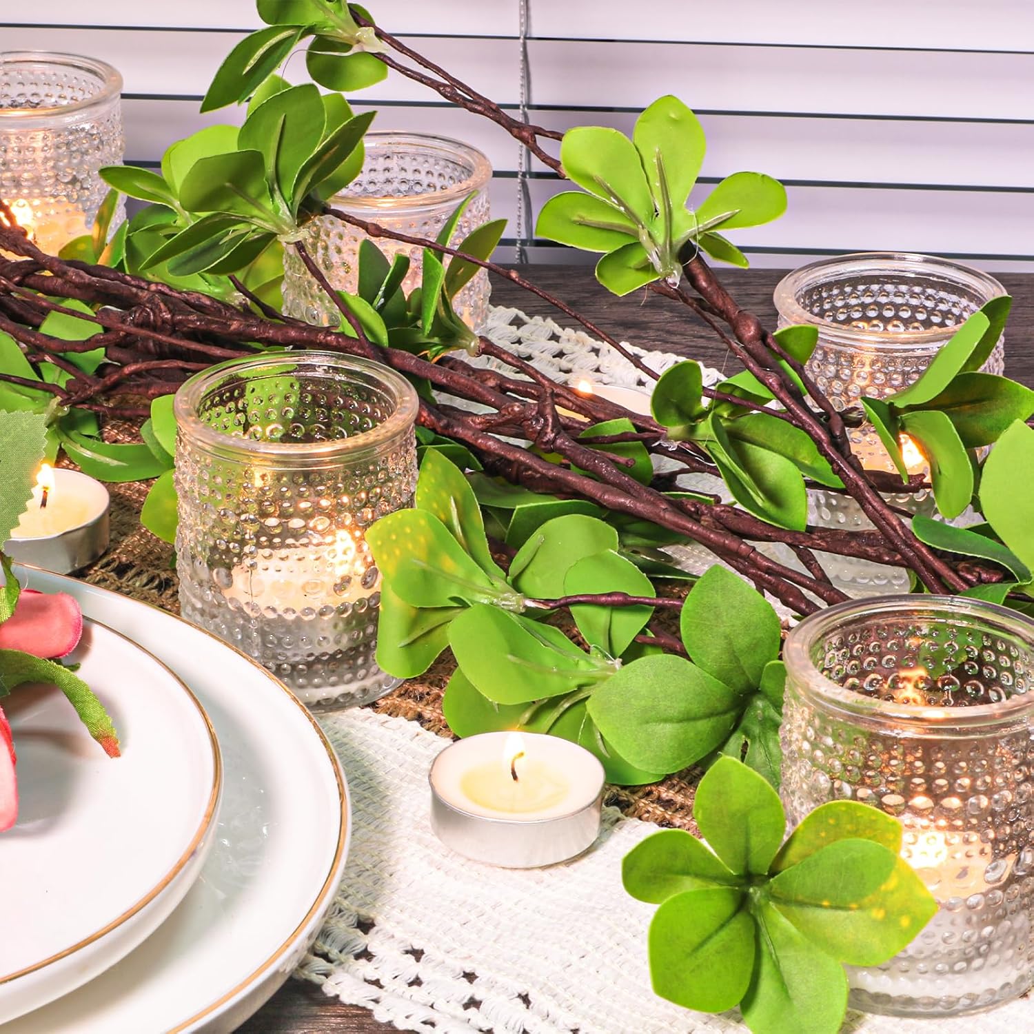 HOXHA 6 Pack Clear Glass Votive Candle Holders