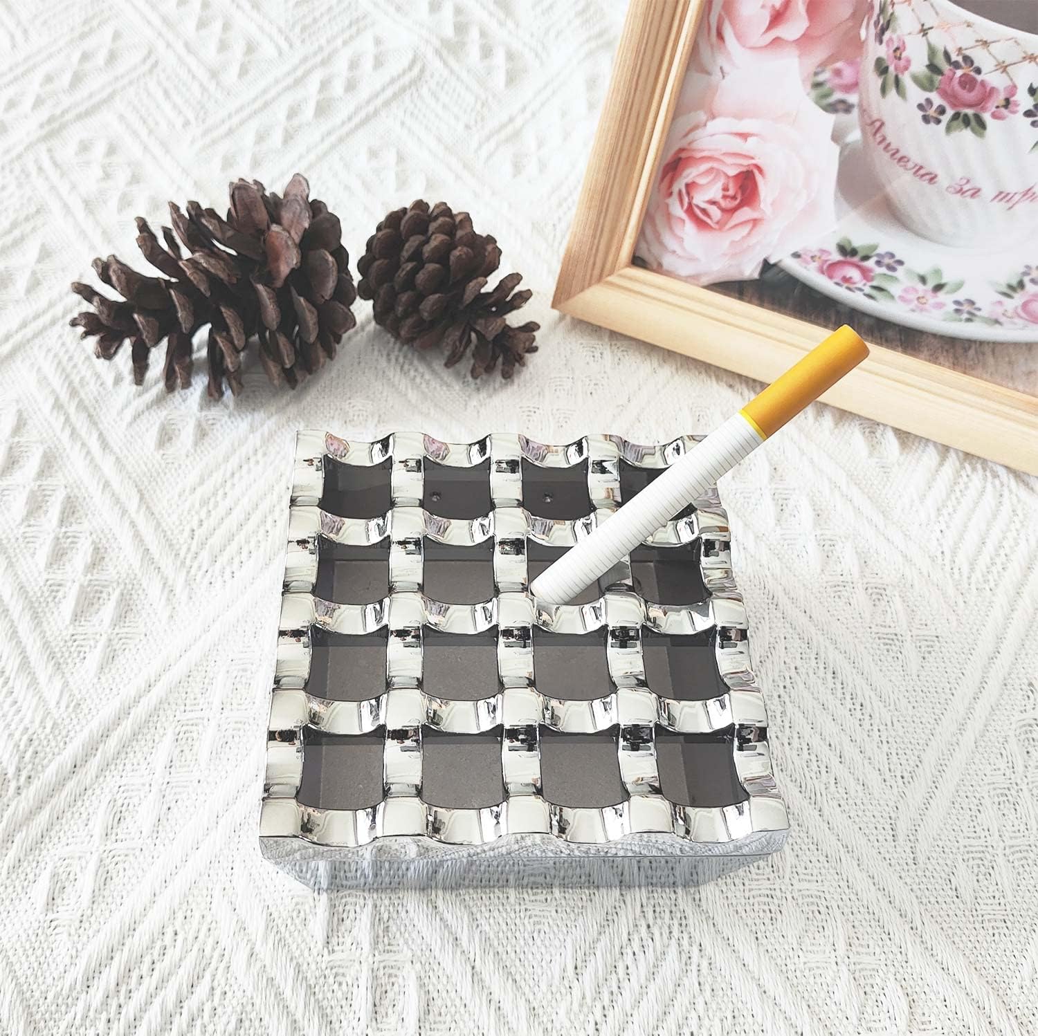 Vintage Metal Cigar Ashtray with 16 Grids