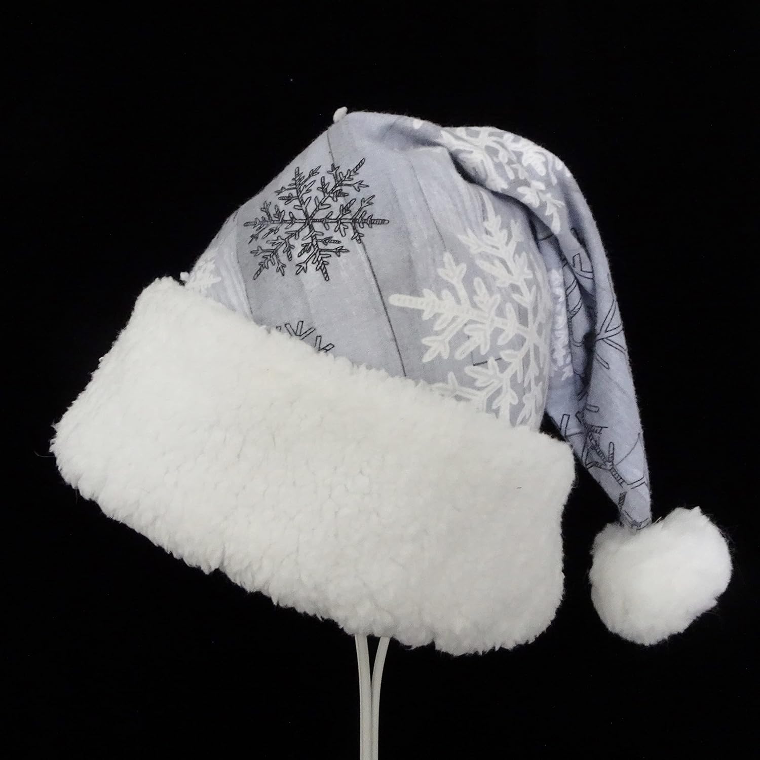 Gray Snowflake Santa Hat for Christmas Celebrations