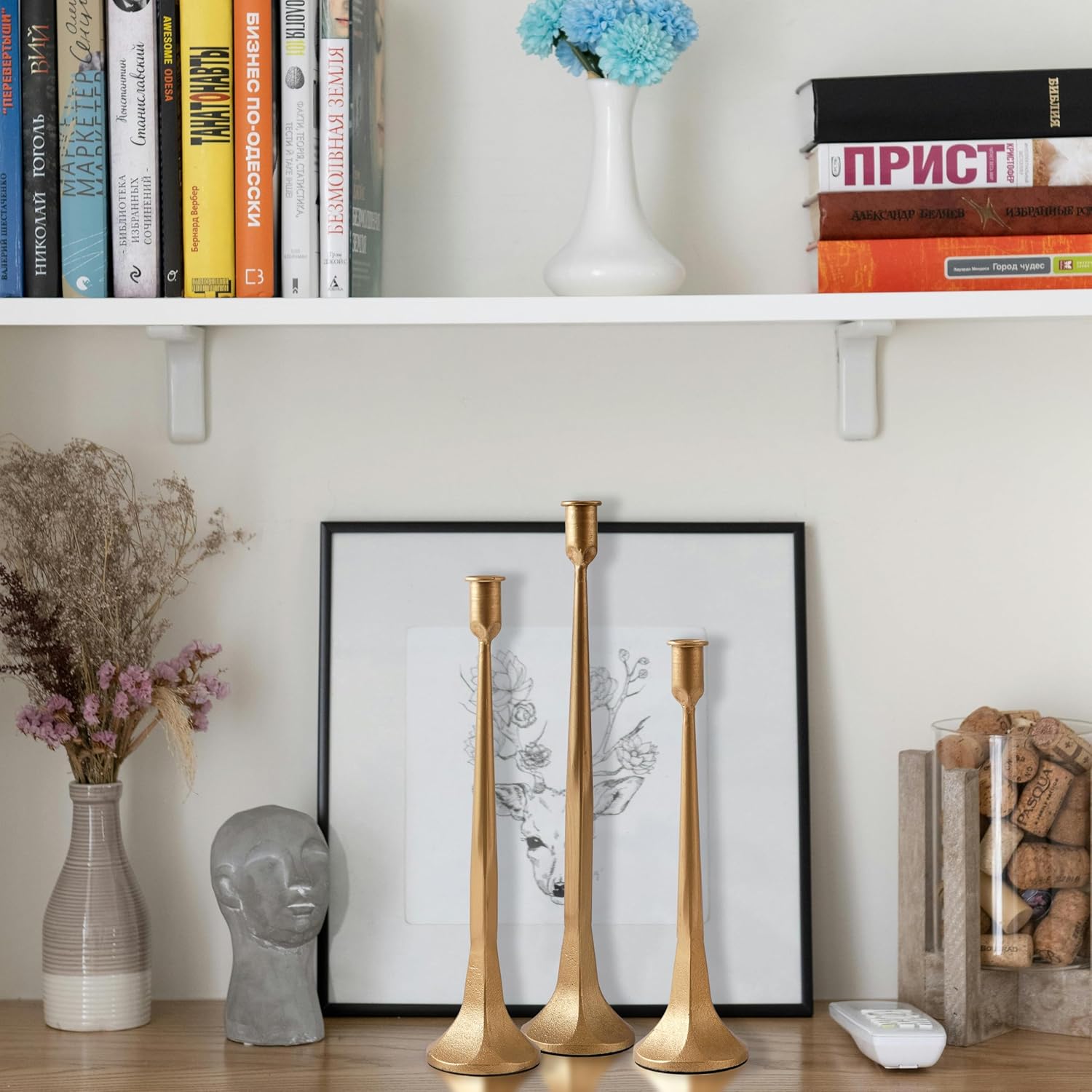 Denique Iron Taper Candle Holder Set of 3