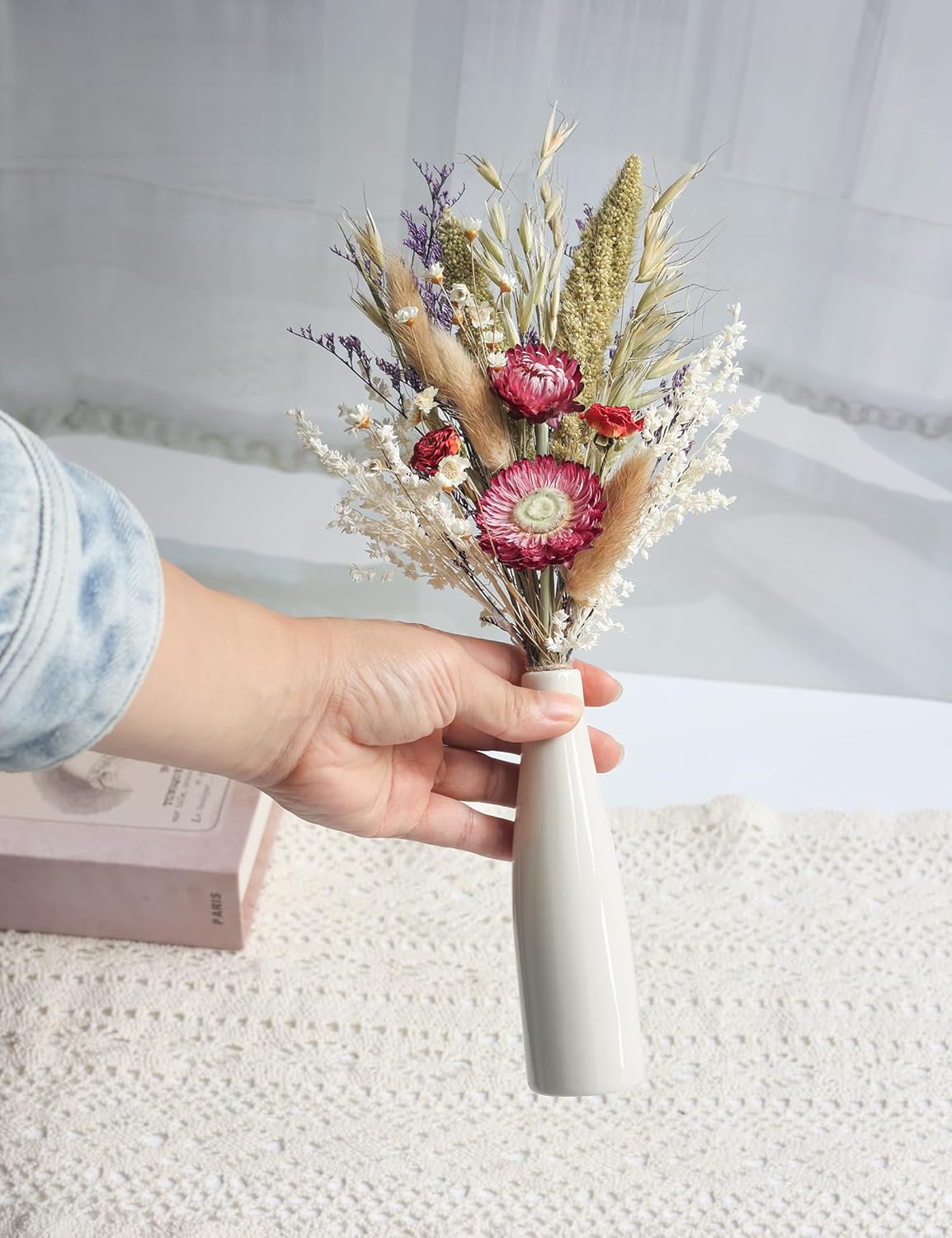 Dried Flower Bouquet with Ceramic Vase for Weddings
