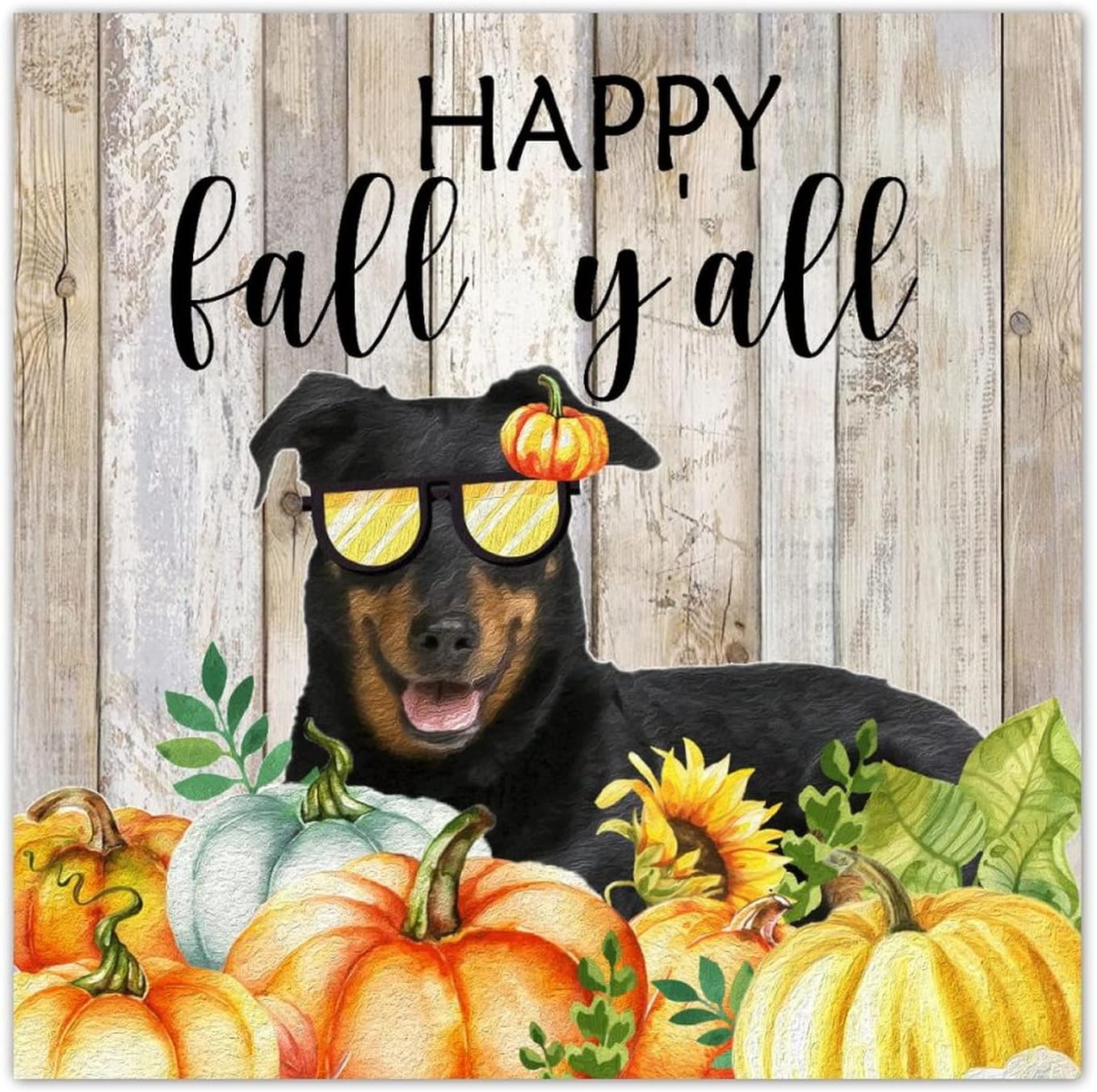 Thanksgiving Hello Fall Decor Wood Plaque 8x8in