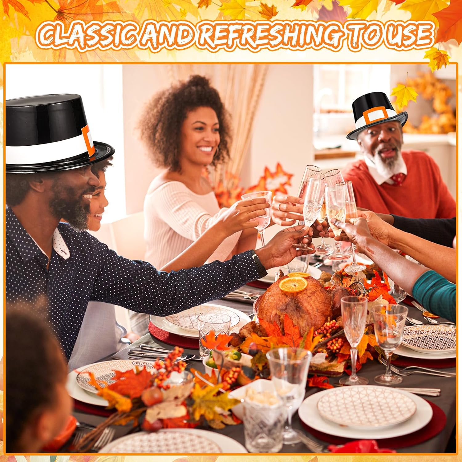 Liliful 4 Pcs Thanksgiving Pilgrim Hats Costume Accessory for Adults