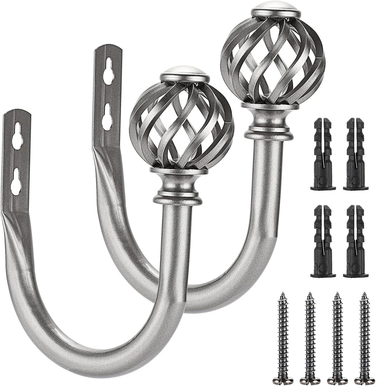 Sumnacon 2Pcs Metal Nest Curtain Holdbacks - Grey