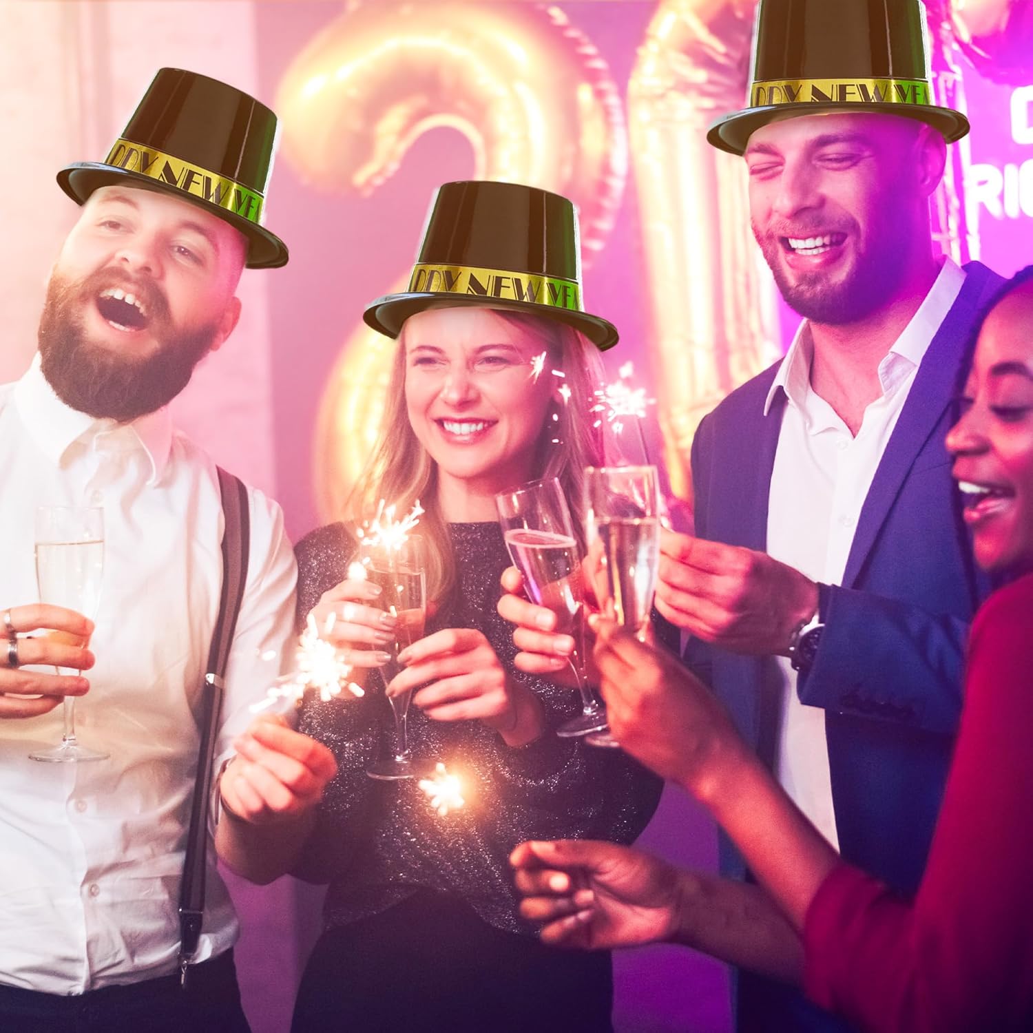 Windy City Novelties Black Gold New Year Top Hat 2025