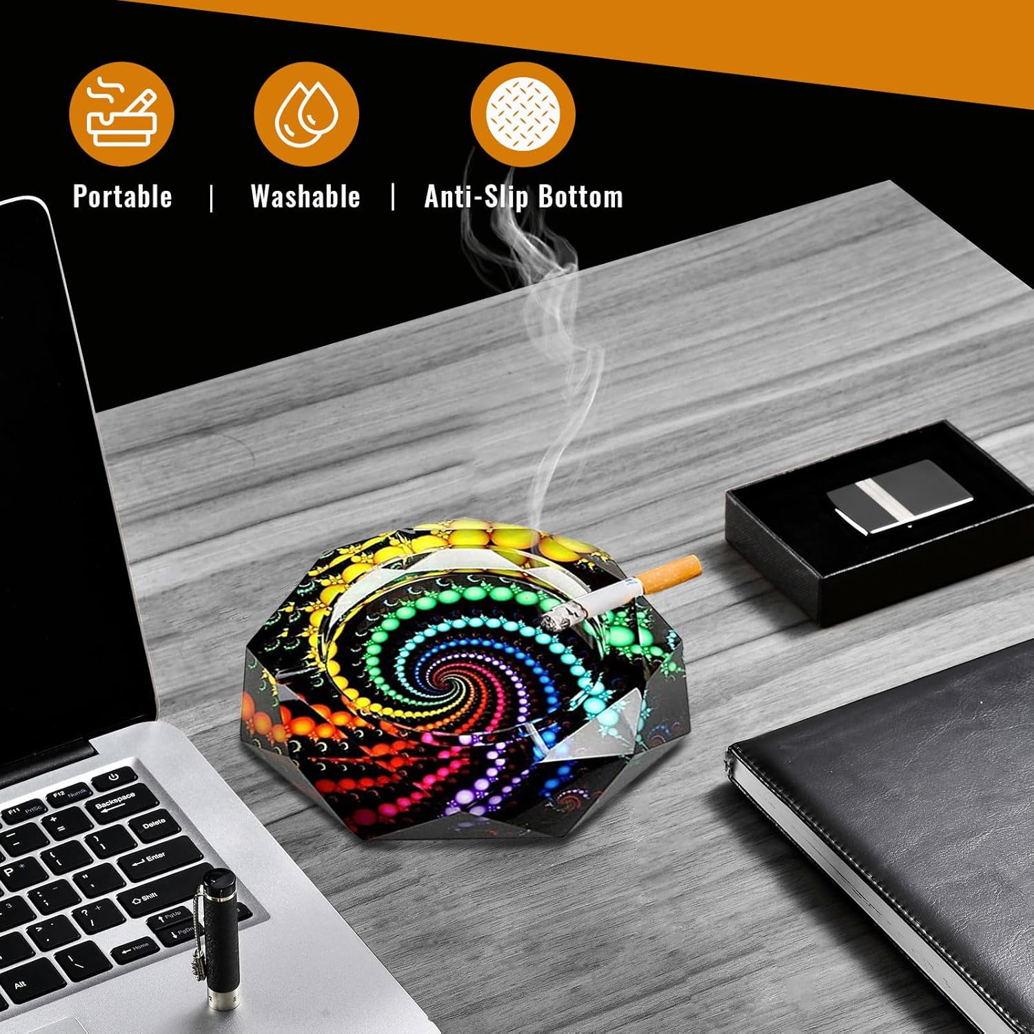 Durable Cigar Ashtray with Circle Design