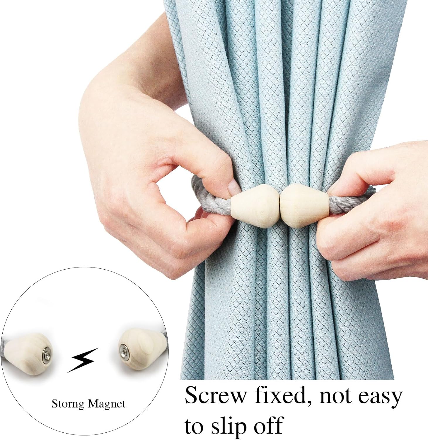 Magnetic Curtain Tiebacks 2 Pack Grey