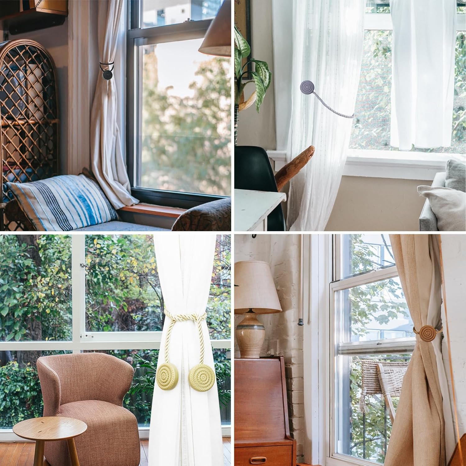 Magnetic Curtain Tie Backs 2 Pack Grey