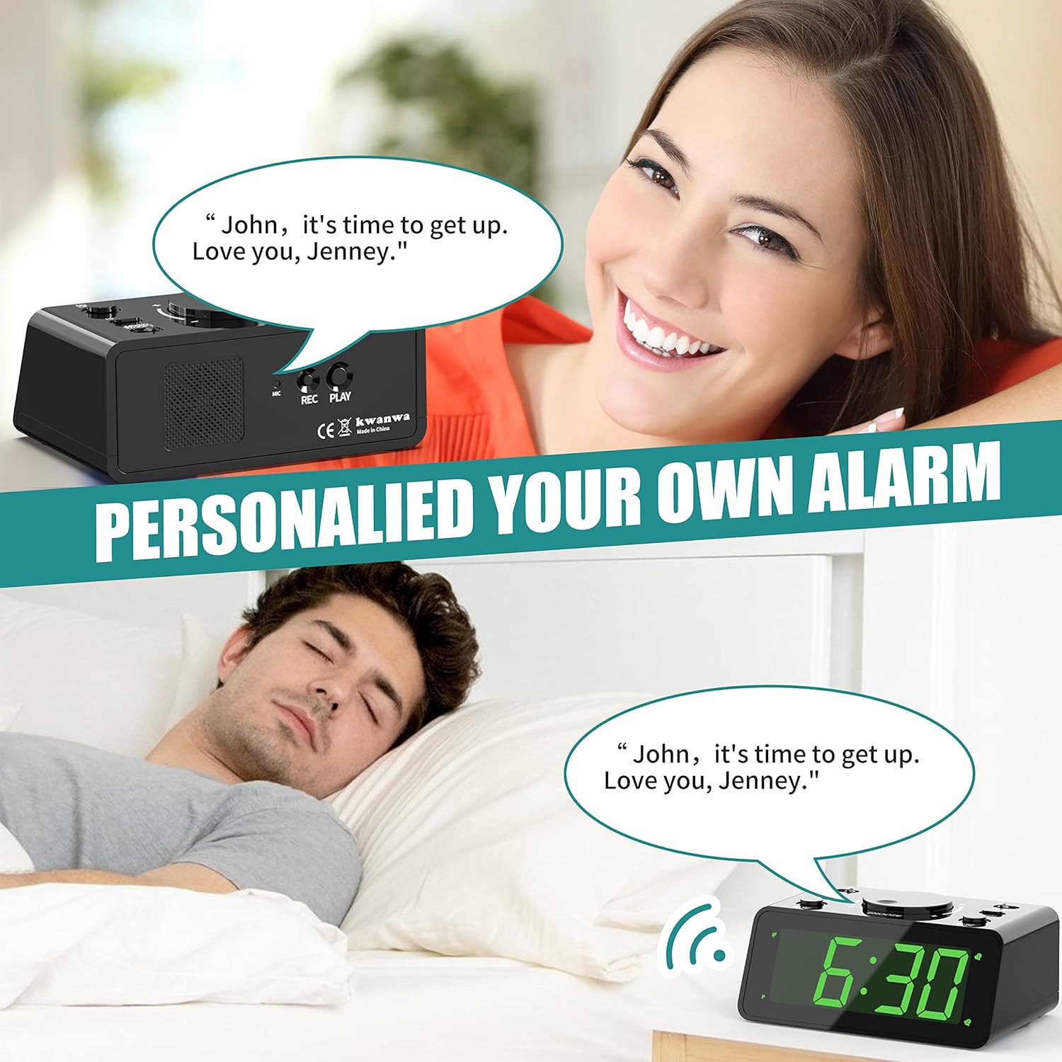 KWANWA Personalized 15 Second Alarm Clock