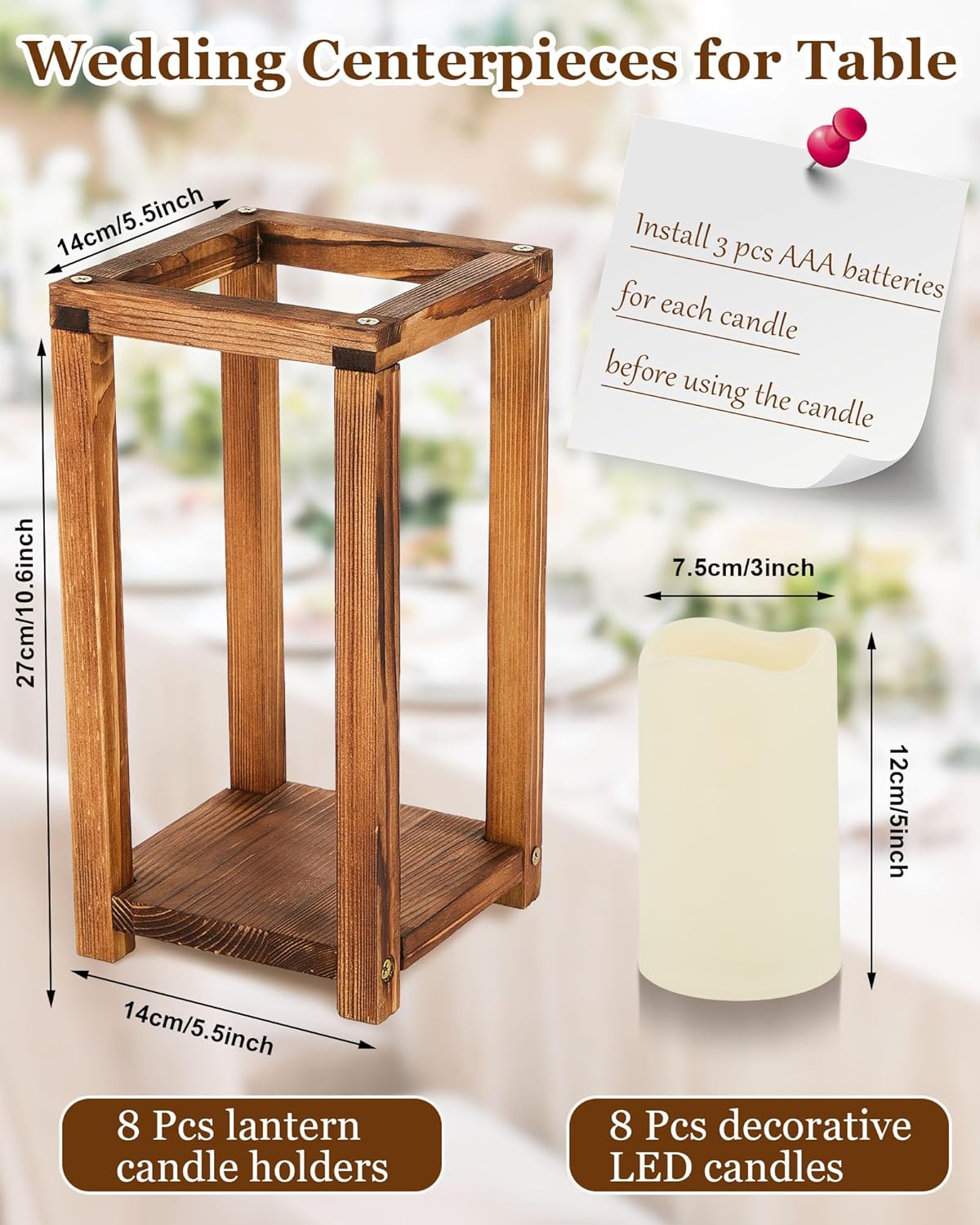 16 Pcs Lantern Wedding Centerpieces Set Brown