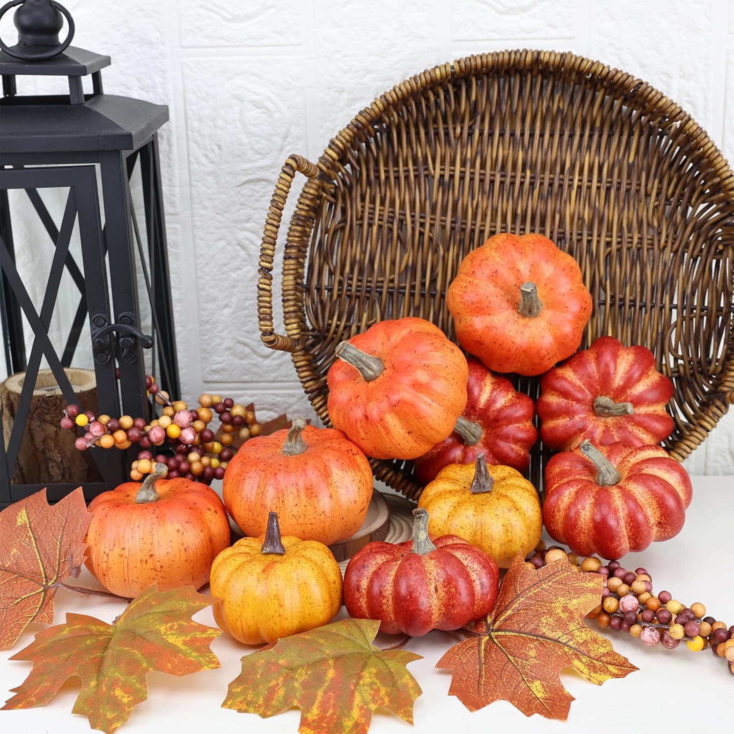 Realistic Mini Pumpkin Decor 16PCS for Fall