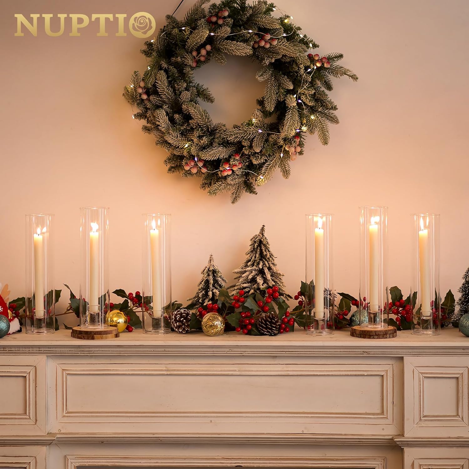 NUPTIO Windproof Hurricane Candle Holder Set 10 Pcs
