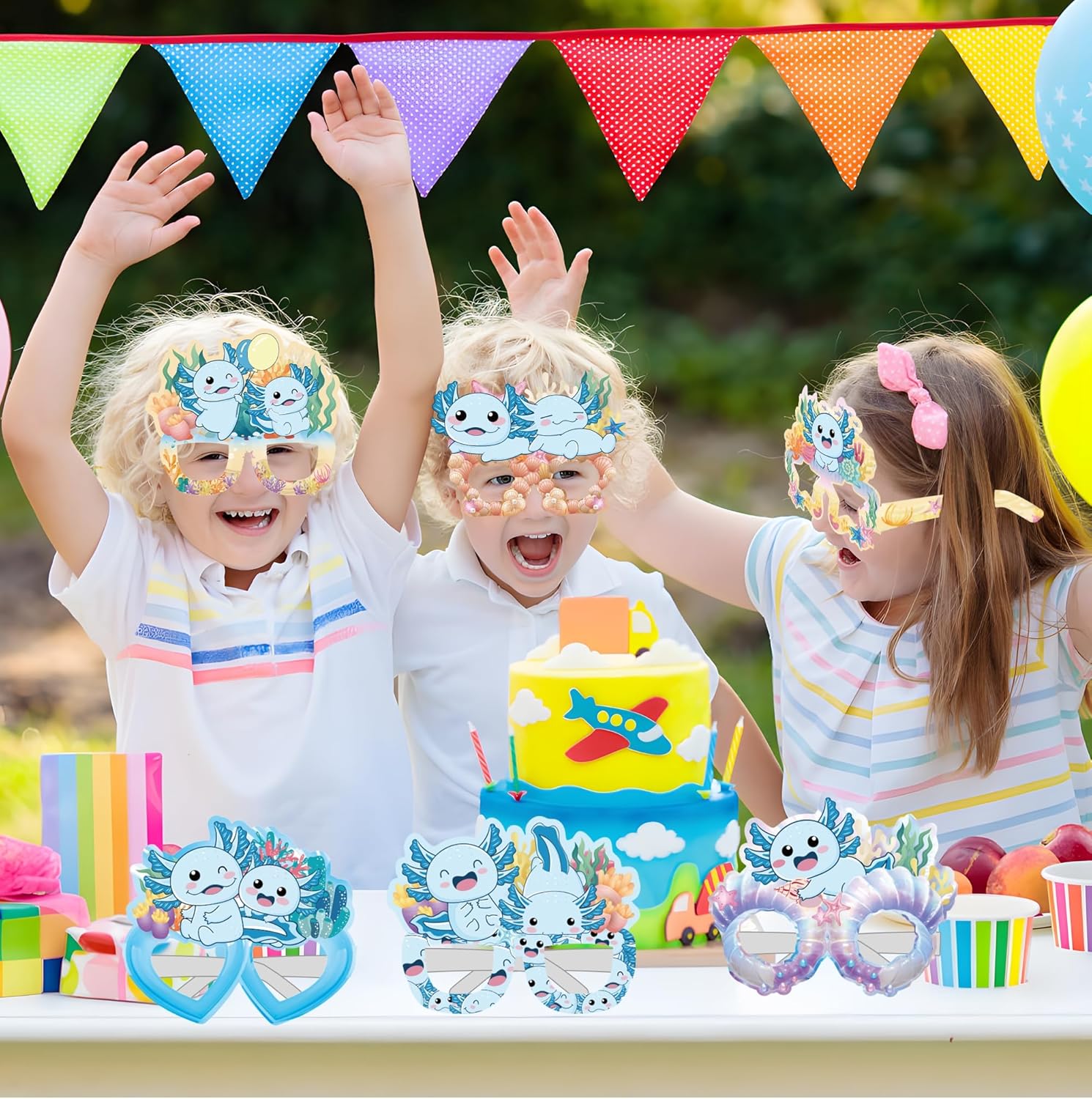 12 Pcs Blue Axolotl Party Eyewear for Birthday Decorations