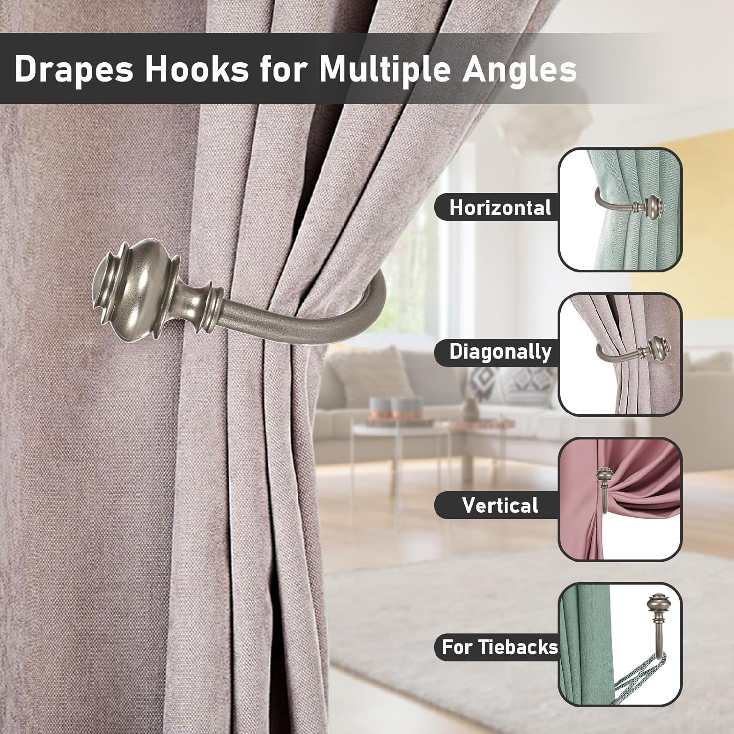 Sumnacon Set of 2 Decorative Curtain Holdbacks