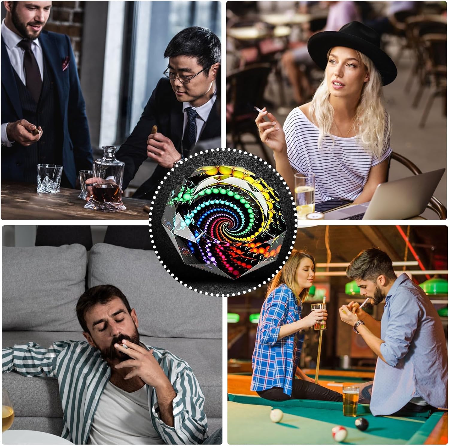Durable Cigar Ashtray with Circle Design