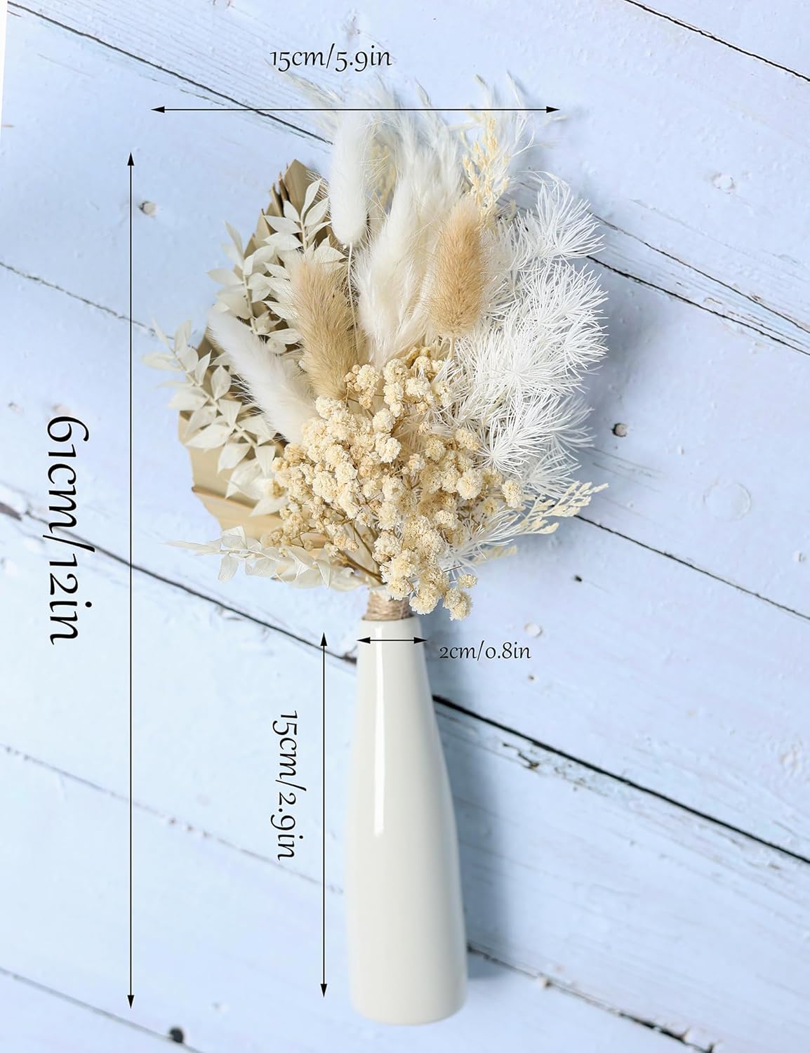 Xins Convey Dried Flowers with Ceramic Vase Set Brown