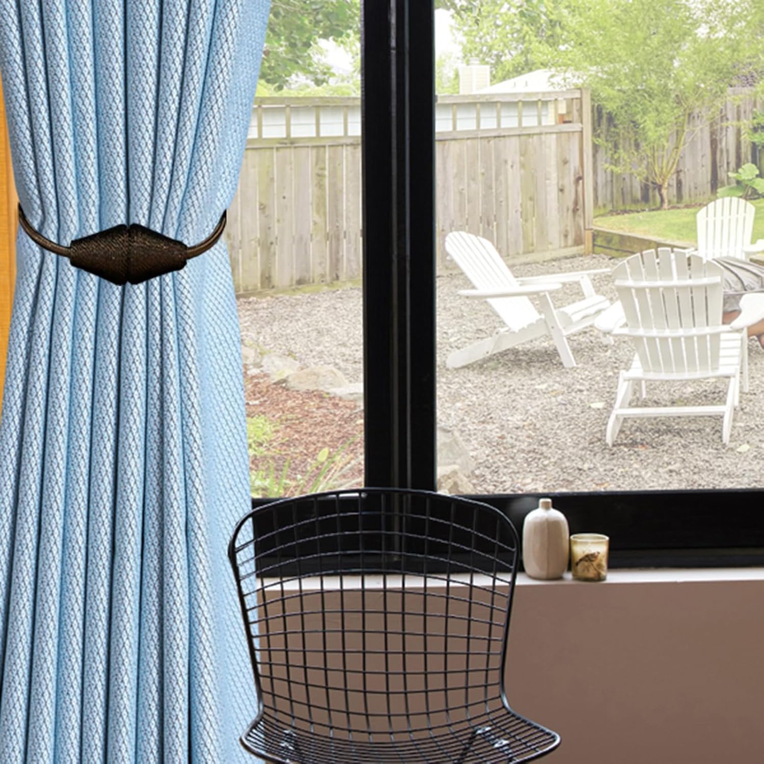 JoySusie Magnetic Curtain Tiebacks Black Cone Shape