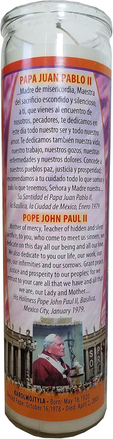 Pope John Paul II Pillar Candle 8 Inches Tall