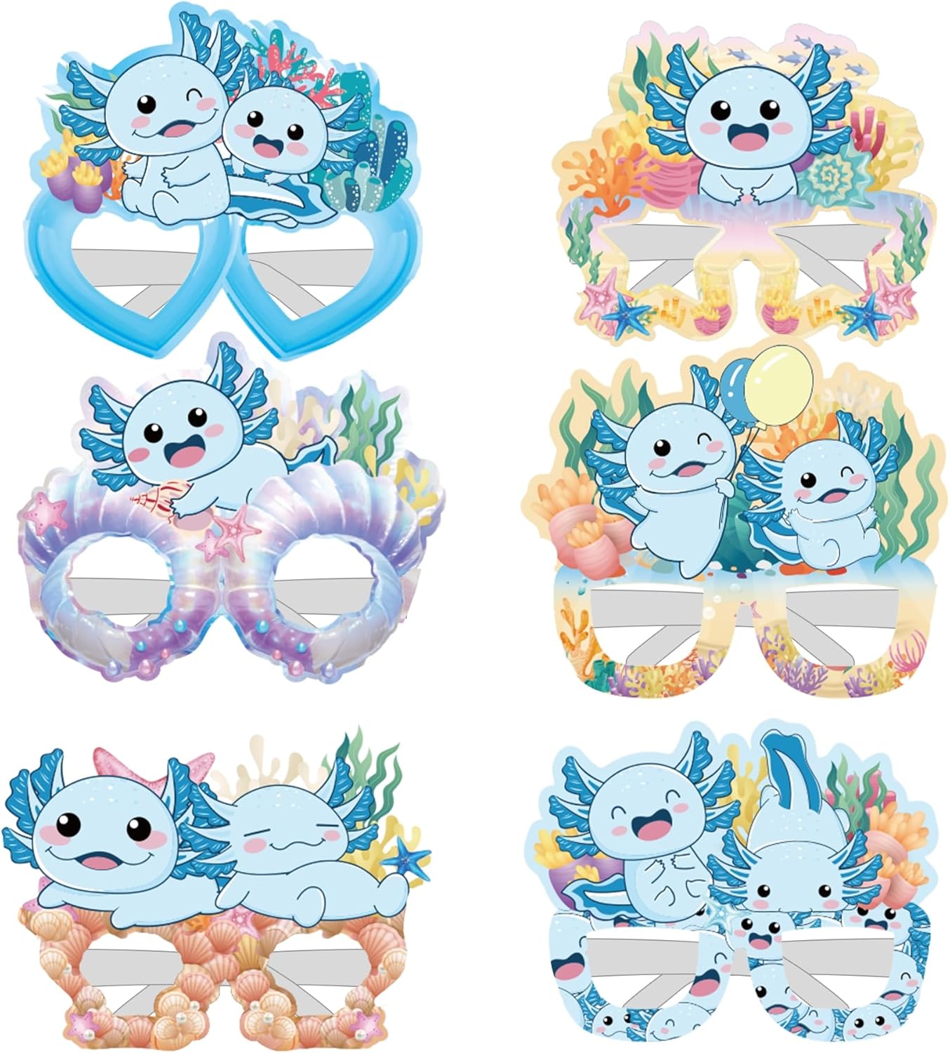 12 Pcs Blue Axolotl Party Eyewear for Birthday Decorations