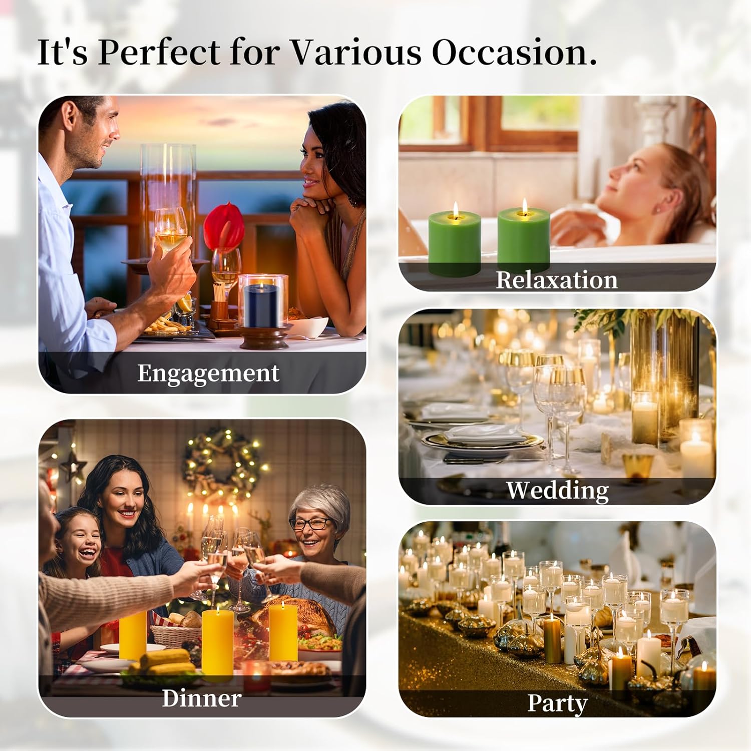 KONNI Navy Blue Pillar Candles Set of 3 3x4