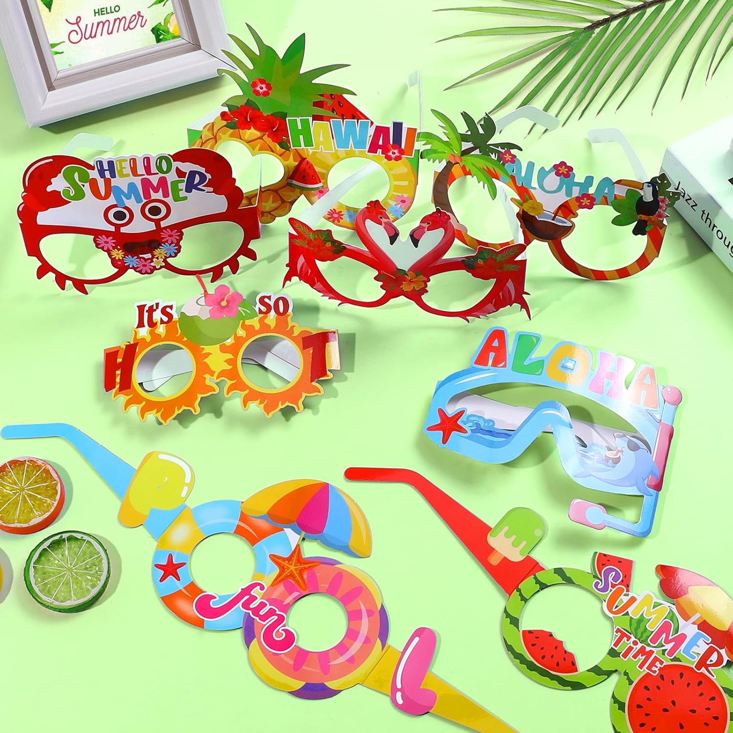 24 Pack Hawaiian Paper Sunglasses for Luau Parties