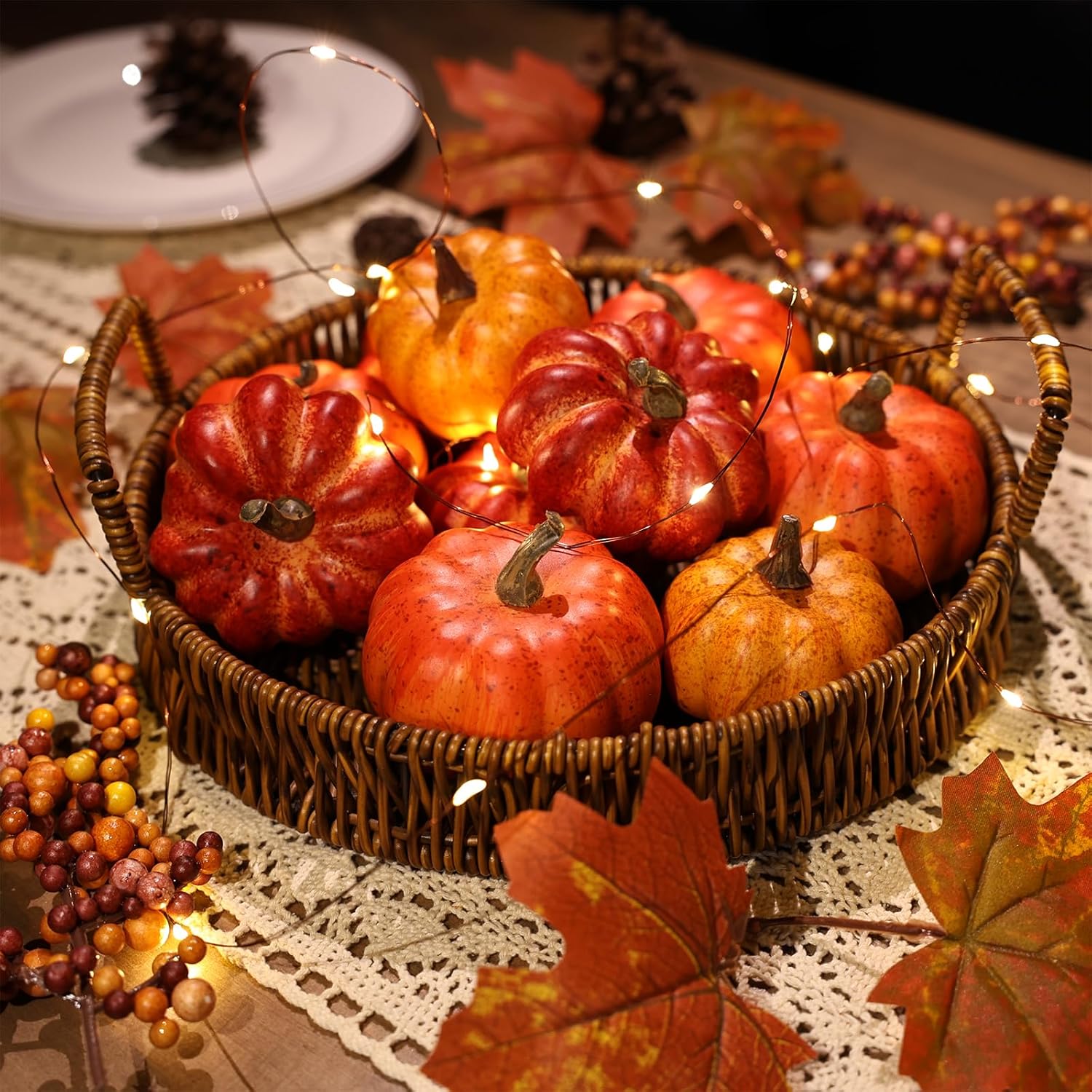 Realistic Mini Pumpkin Decor 16PCS for Fall