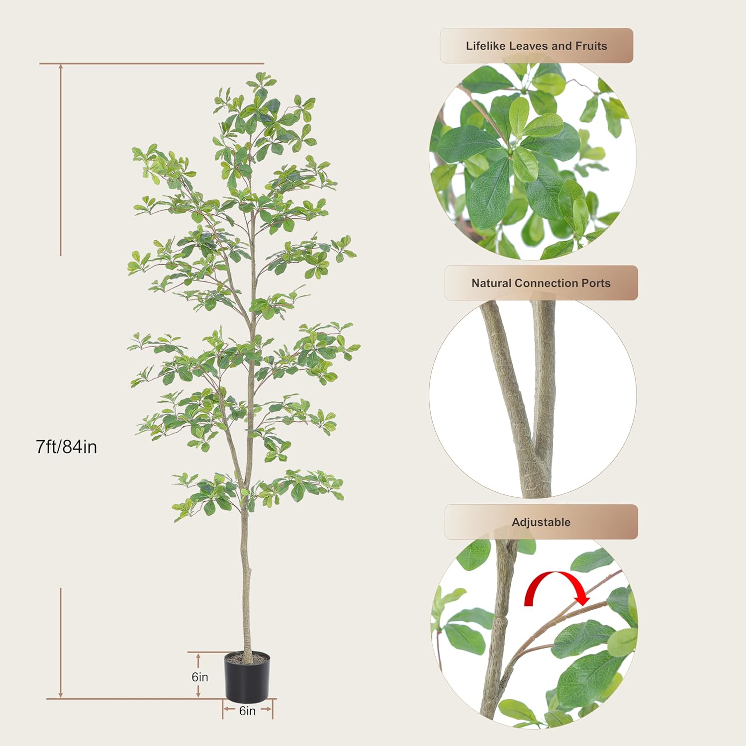 Bellacat Faux Black Olive Tree 7ft Indoor Dcor