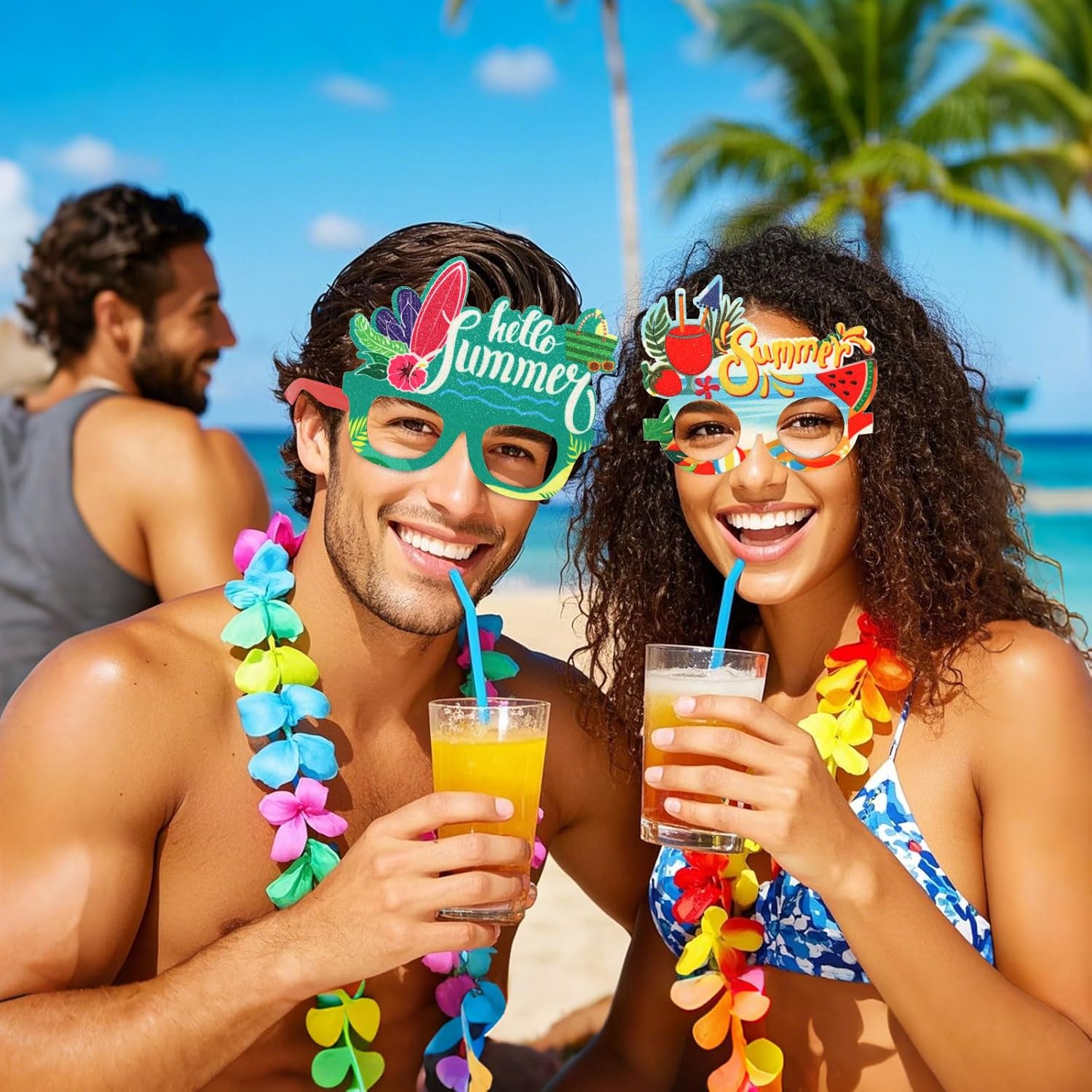 CURASA 9PCS Tropical Party Paper Glasses