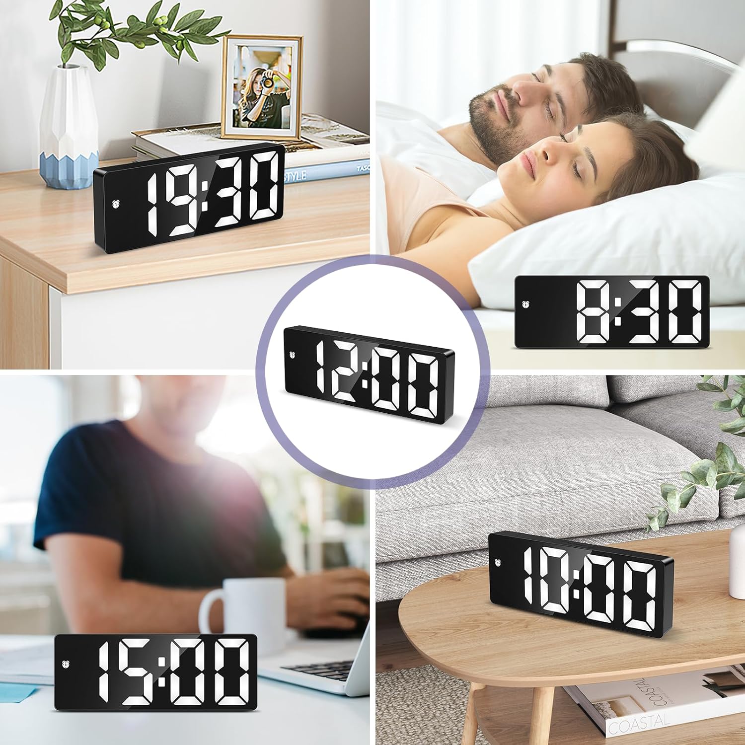 OQIMAX Digital Alarm Clock with Large Display and Touch Snooze