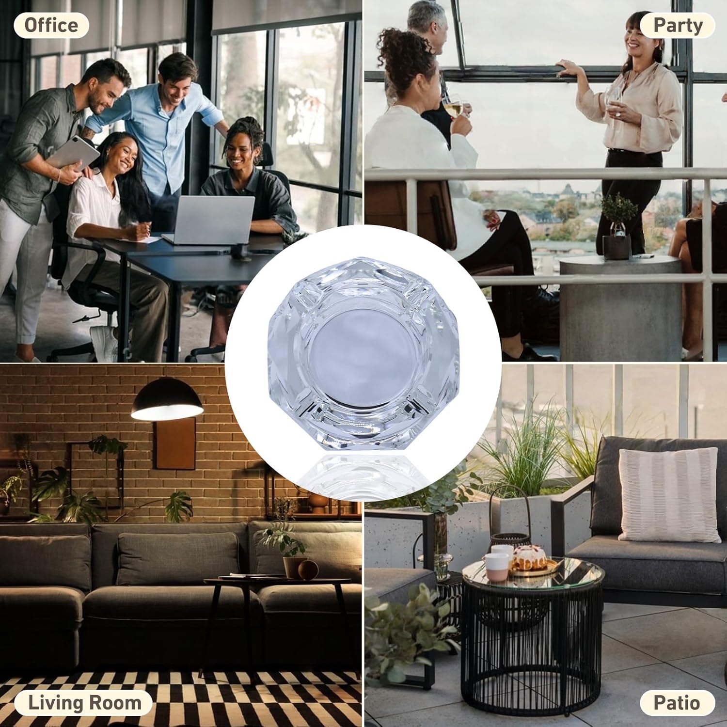 Coomin Crystal Glass Ash Tray with Iridescent Finish