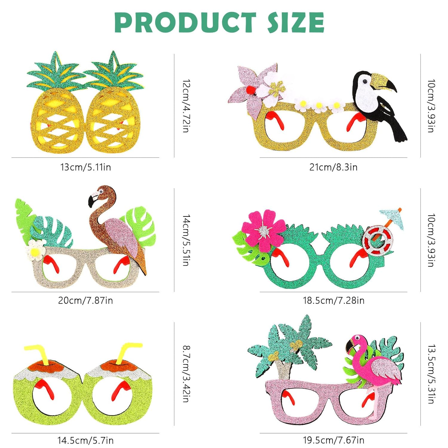 CURASA 6 Pack Tropical Themed Paper Sunglasses