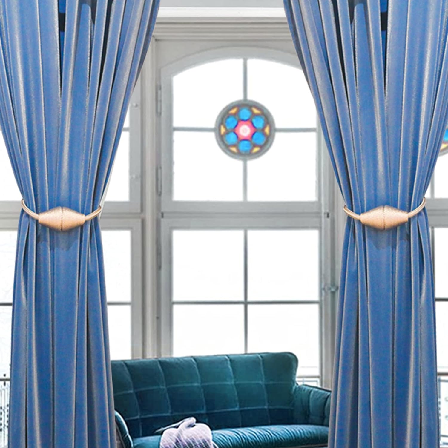 JoySusie Magnetic Curtain Tiebacks Black Cone Shape