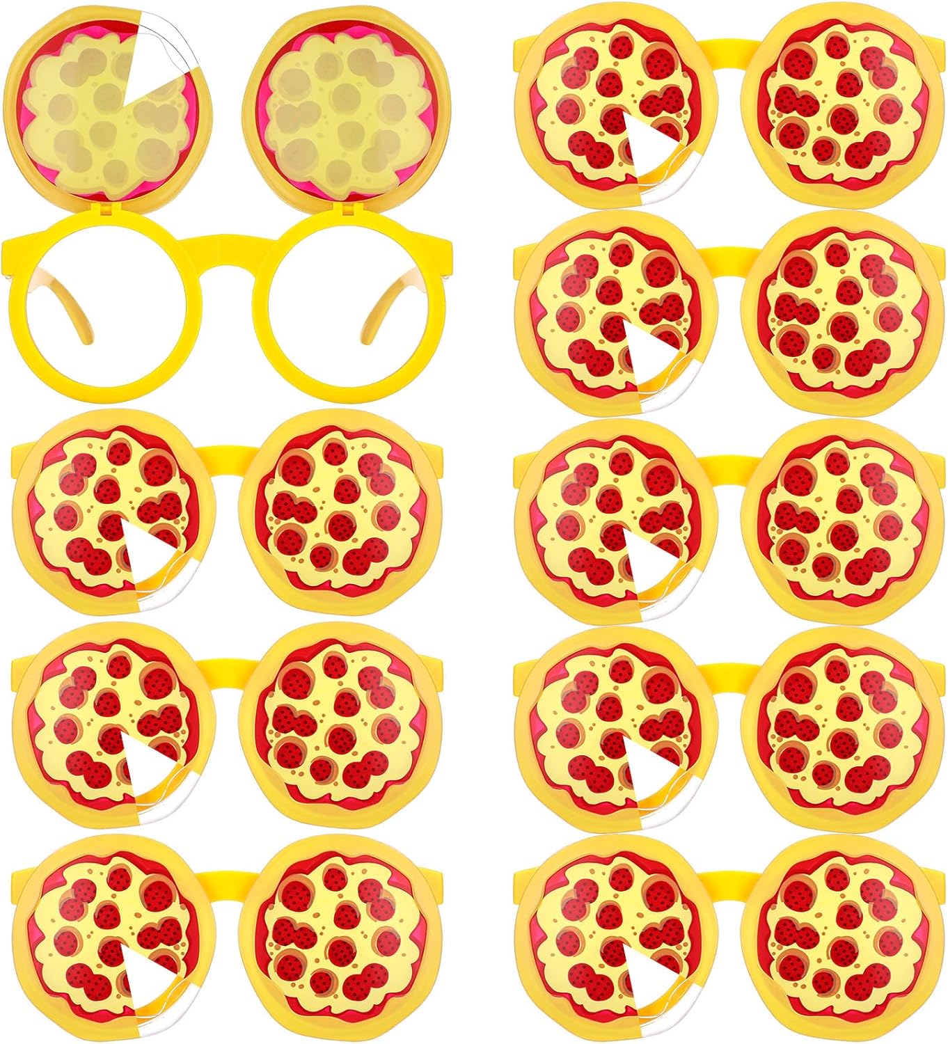 Kingdder 12 Pairs Pizza Themed Photo Booth Glasses