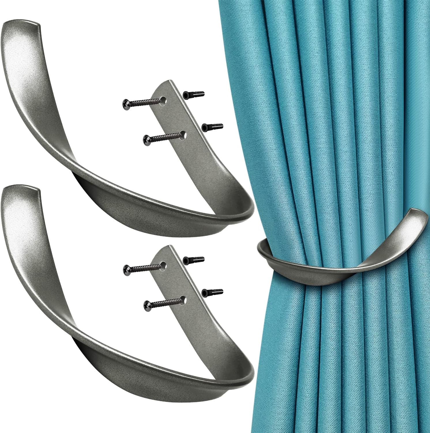 Decorative Curtain Holdbacks Hooks Holders for Drapes Grey