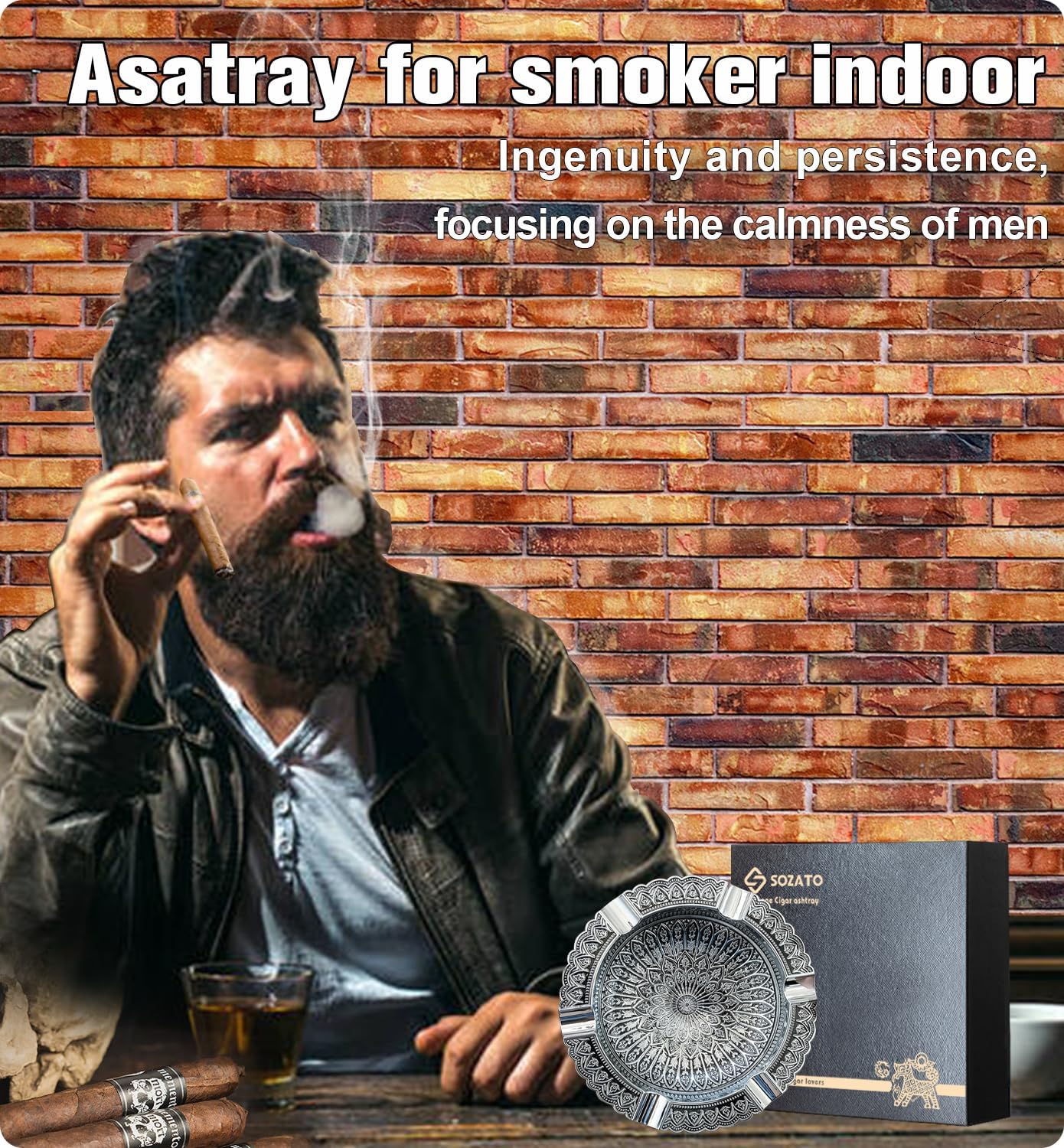 SOZATO Vintage Luxury Cigar Ashtray Holder