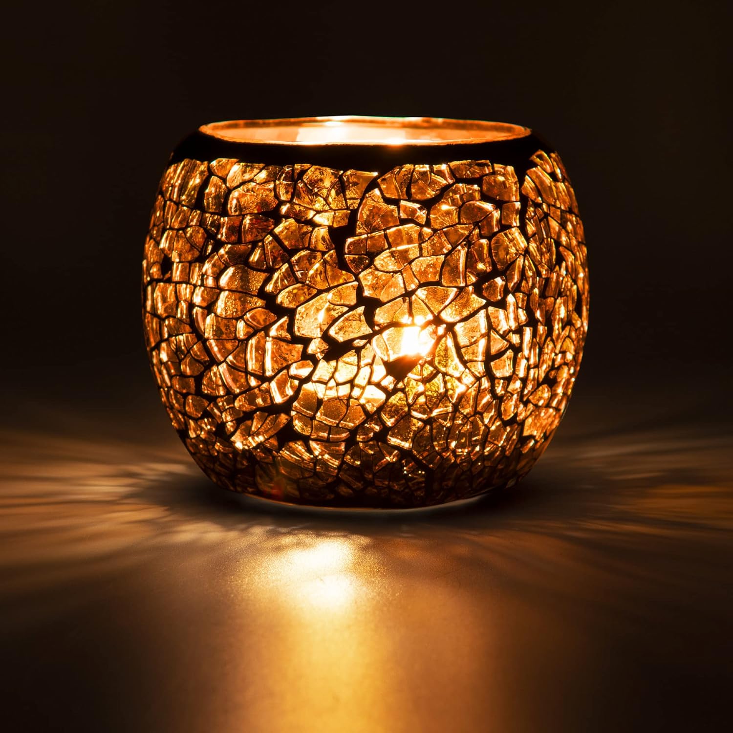 Scented Candle Holder Mosaic Glass Tea Light Holder Amber