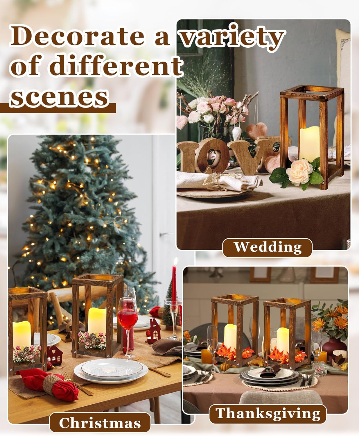 16 Pcs Lantern Wedding Centerpieces Set Brown