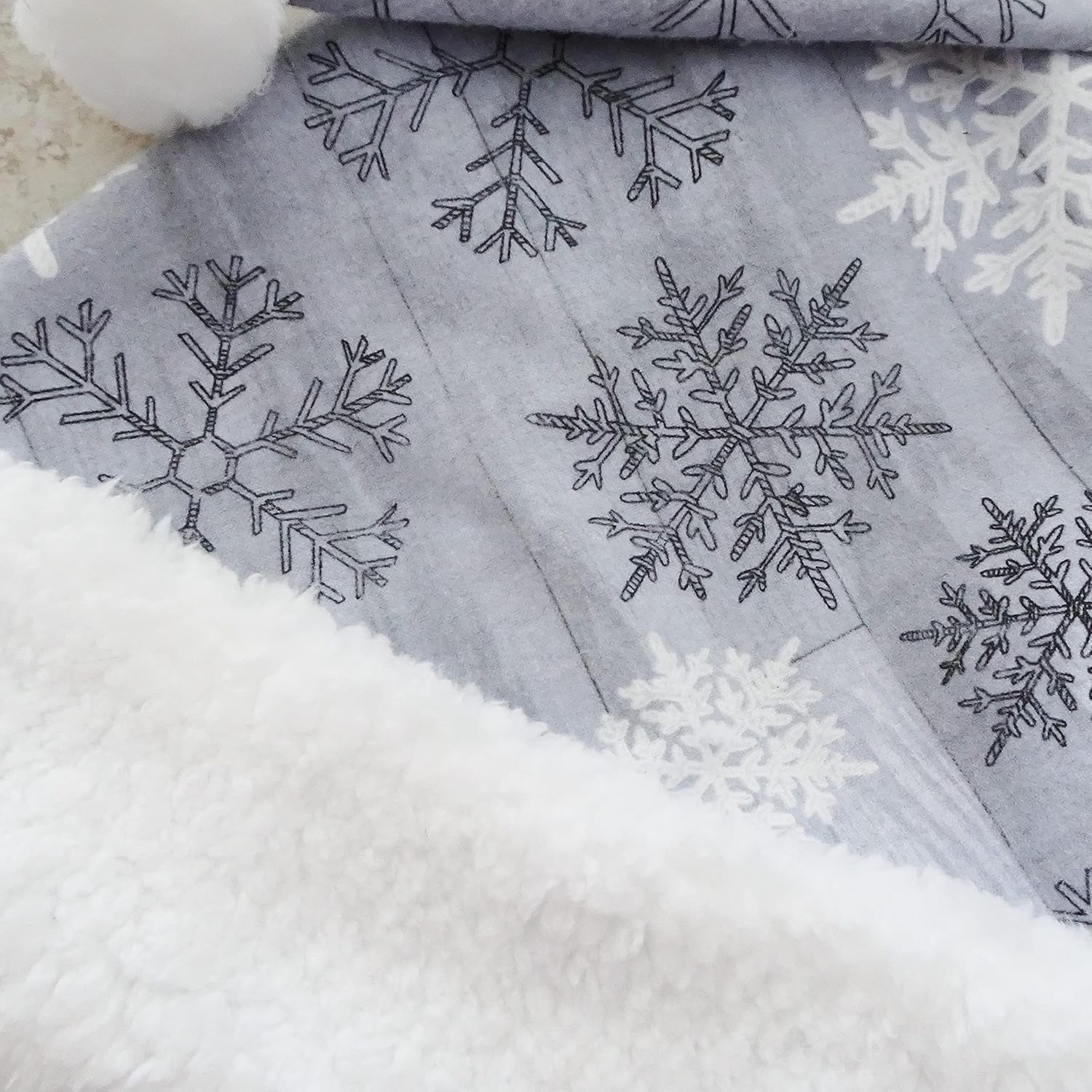 Gray Snowflake Santa Hat for Christmas Celebrations