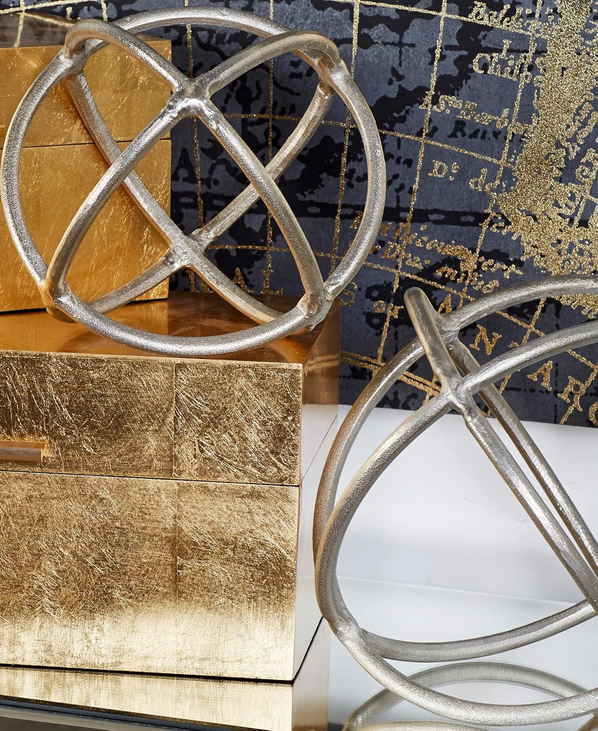 Deco 79 Modern Geometric Wall Sculptures Set of 2 Silver