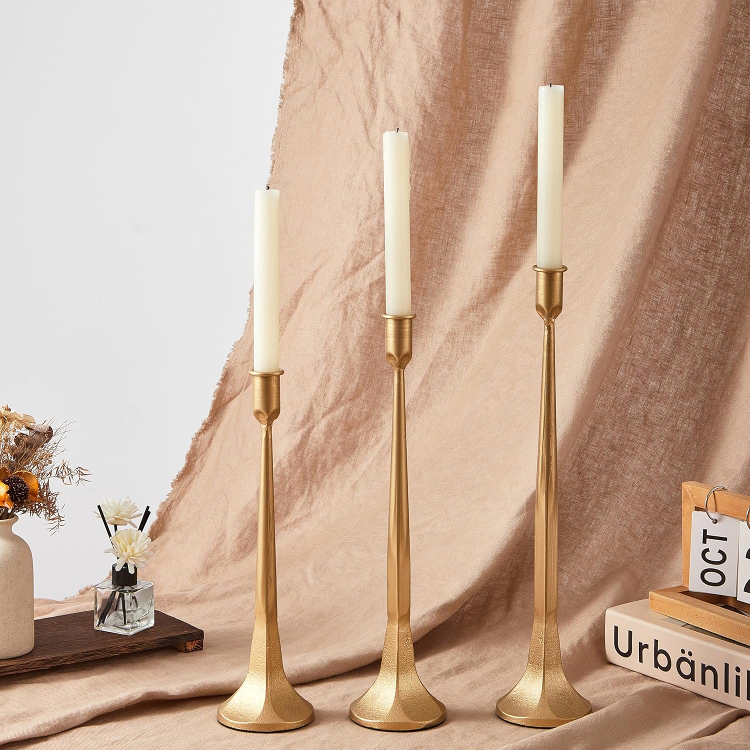 Denique Iron Taper Candle Holder Set of 3