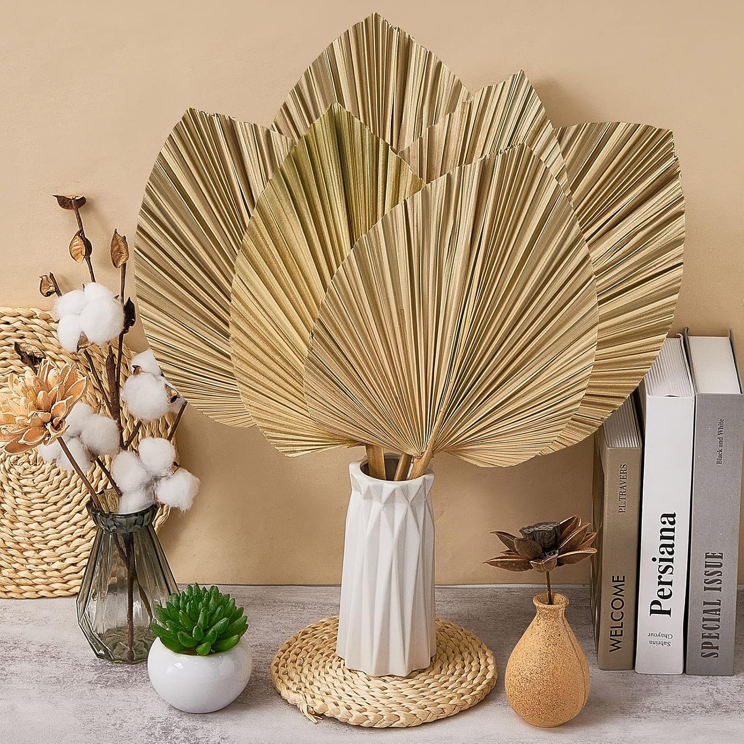 Fabbay 8 Piece 20x9 Inch Dried Palm Leaves Decor