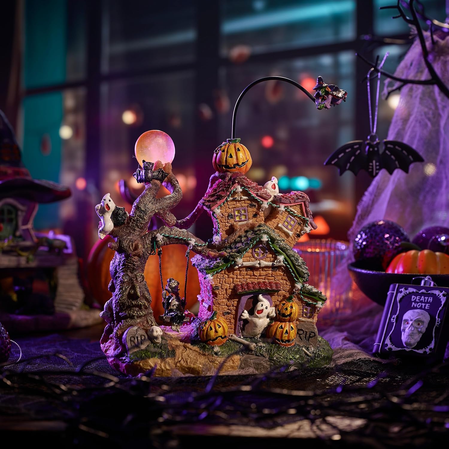 Valery Madelyn Lighted Halloween Village Houses with Music