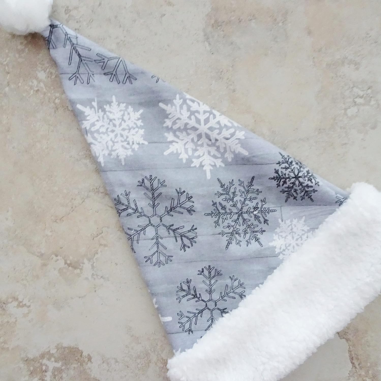 Gray Snowflake Santa Hat for Christmas Celebrations