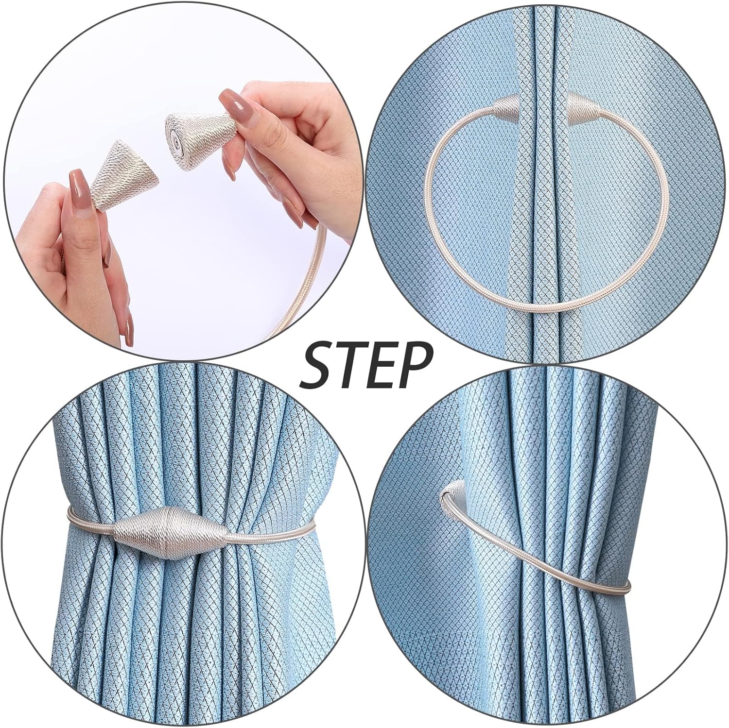 JoySusie Magnetic Curtain Tiebacks Black Cone Shape