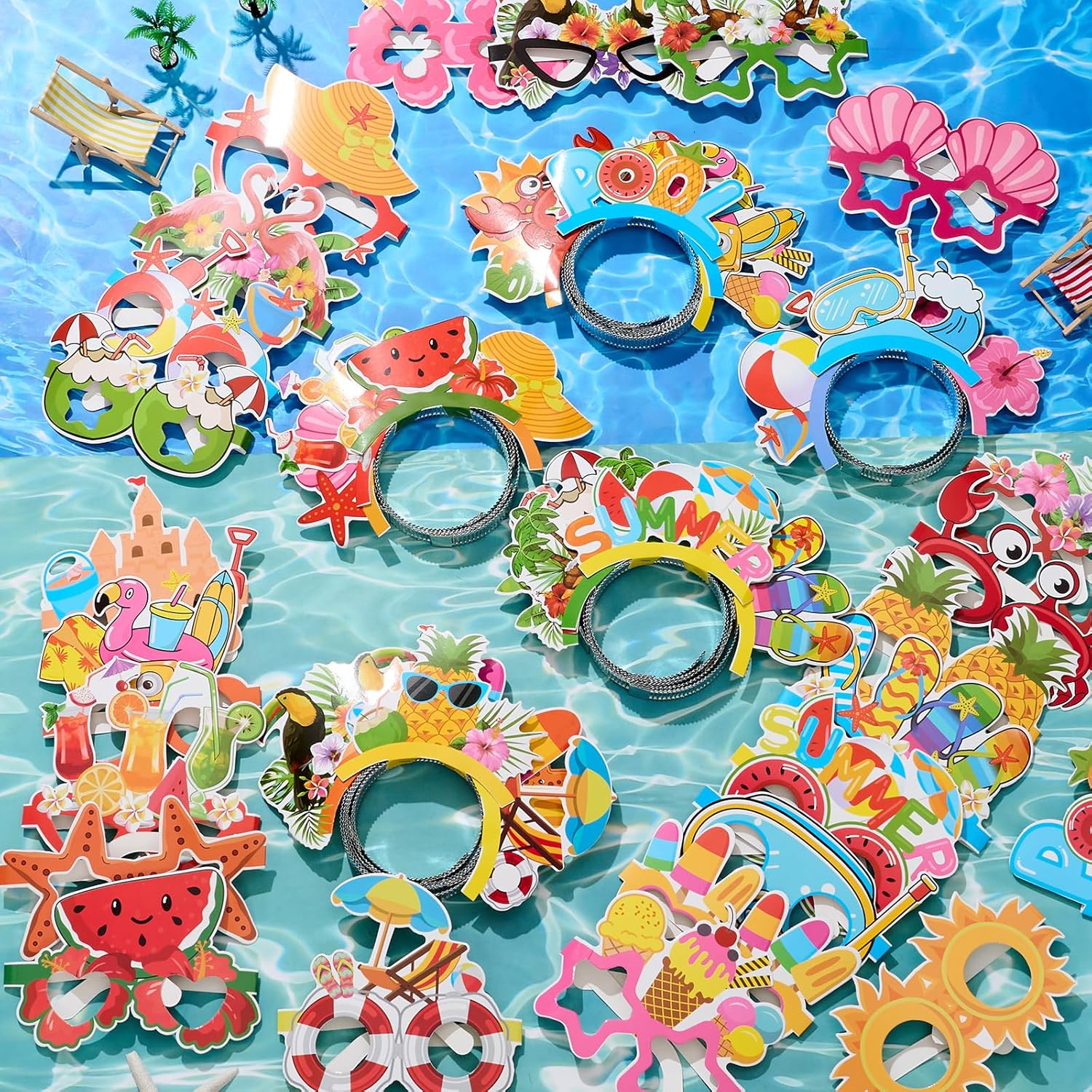 48 Pcs Luau Hawaiian Party Sunglasses Headbands for Adults