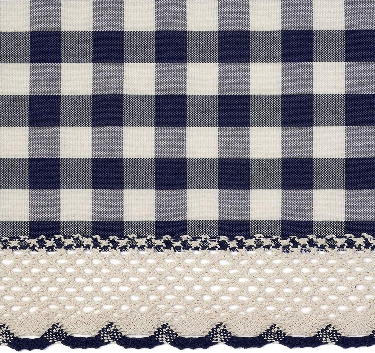 Farmhouse Curtains Buffalo Plaid Swag Pair Navy Blue