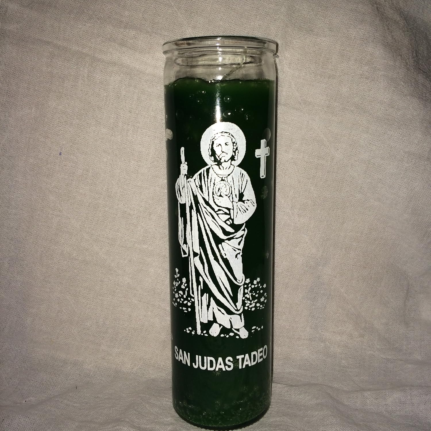 Saint Jude Green Pillar Candle in Glass